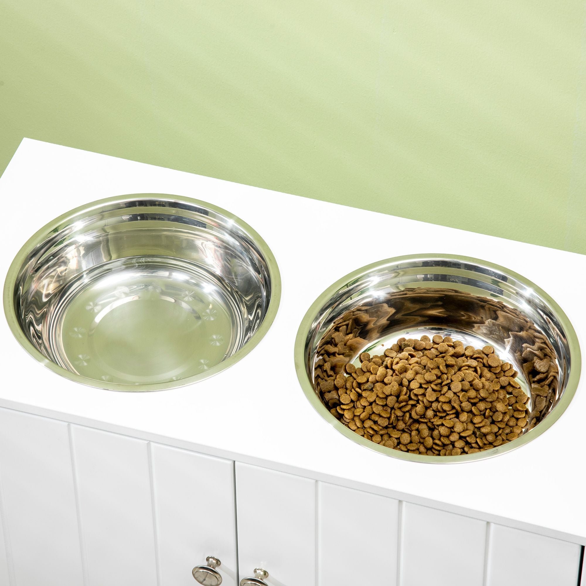 Elevate Your Dog's Mealtime with a Stylish Raised Feeder & Storage Cabinet