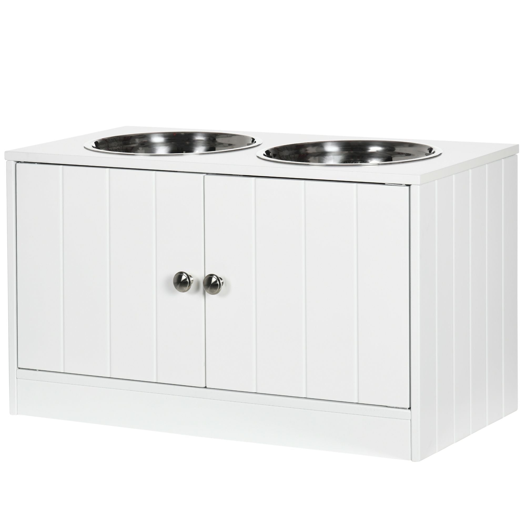 Elevate Your Dog's Mealtime with a Stylish Raised Feeder & Storage Cabinet