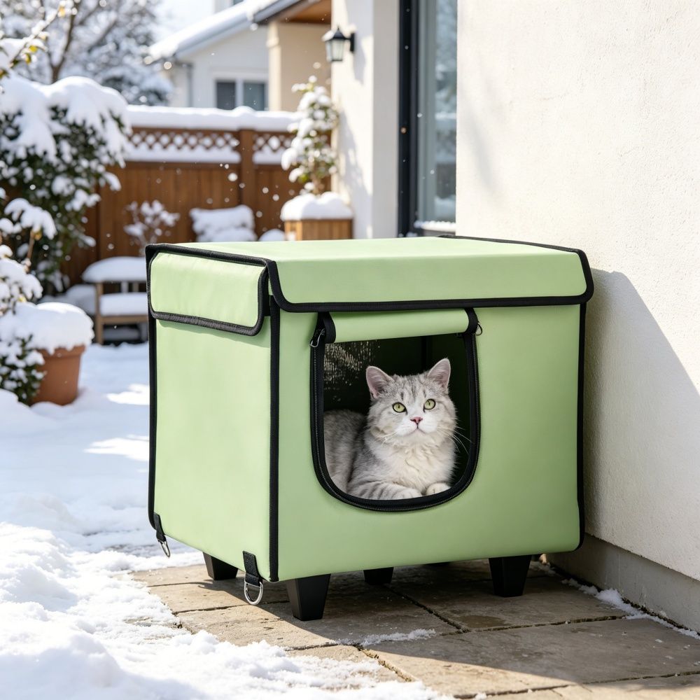 Elevated Heated Cat House – Warm, Insulated, water-ready Shelter