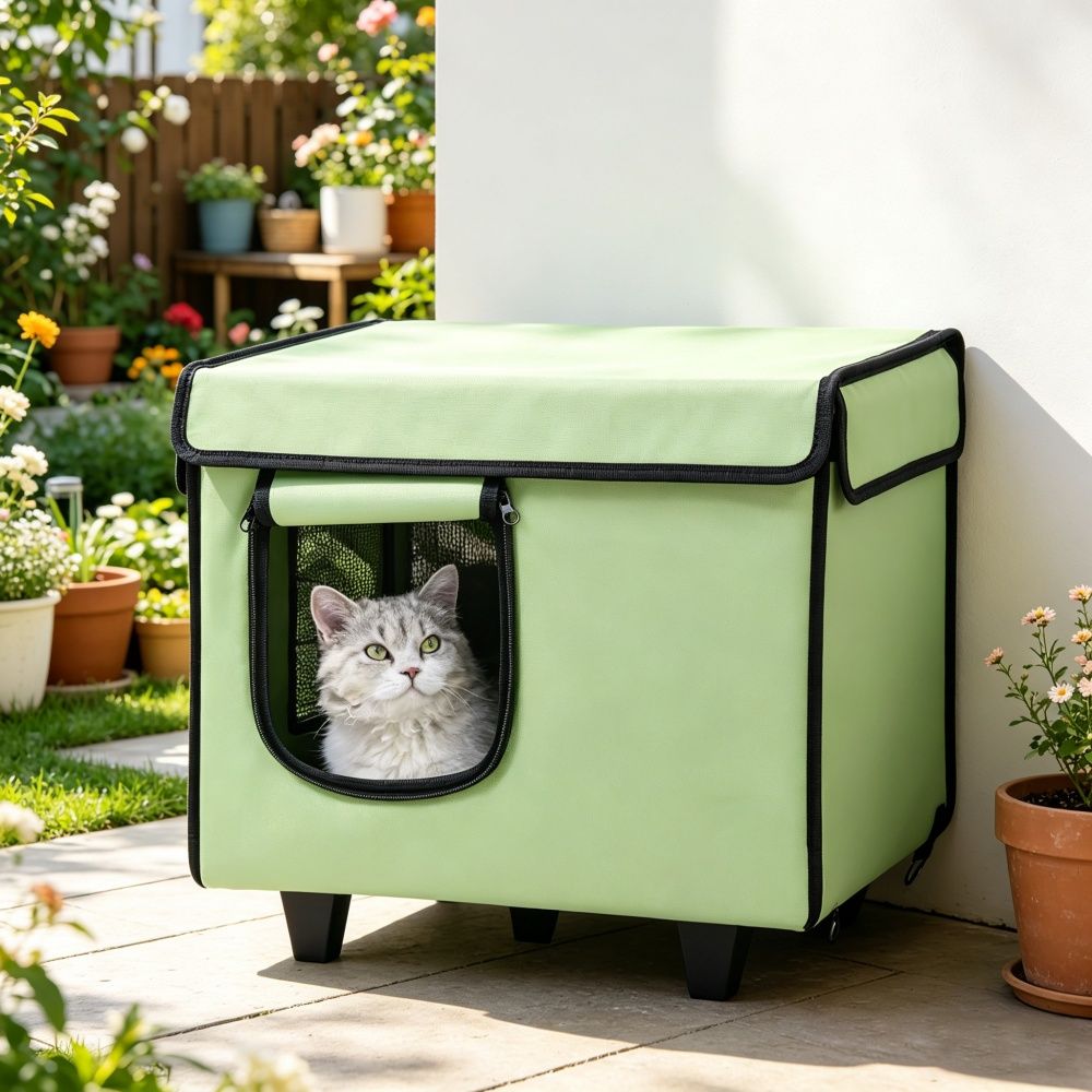 Elevated Heated Cat House – Warm, Insulated, water-ready Shelter