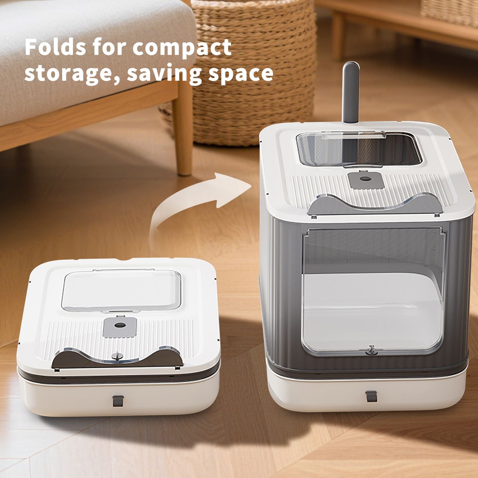 Elevated Leak-Proof Elf White Cat Litter Box for Multi-Cat Households