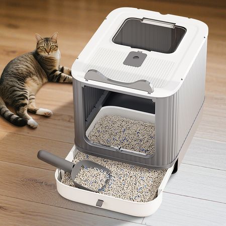 Leak-Proof Elevated Cat Litter Box with Easy Access & Spacious Design