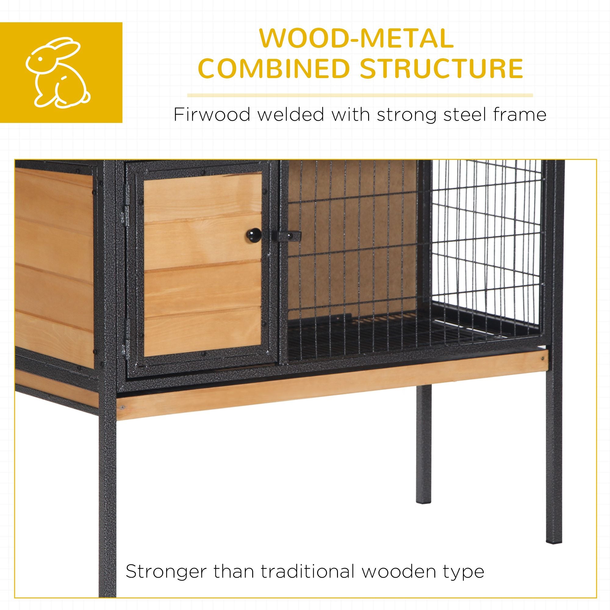 Elevated Outdoor Rabbit Hutch with Removable Tray – Spacious & Safe