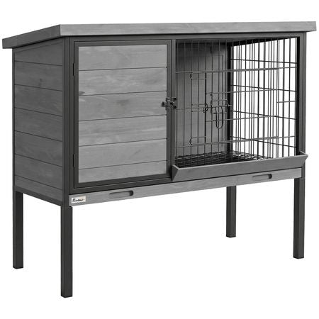 Secure & Easy-Clean Elevated Rabbit Hutch with Pull-Out Tray