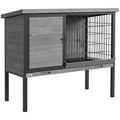 Secure & Easy-Clean Elevated Rabbit Hutch with Pull-Out Tray