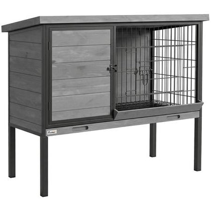 Secure & Easy-Clean Elevated Rabbit Hutch with Pull-Out Tray