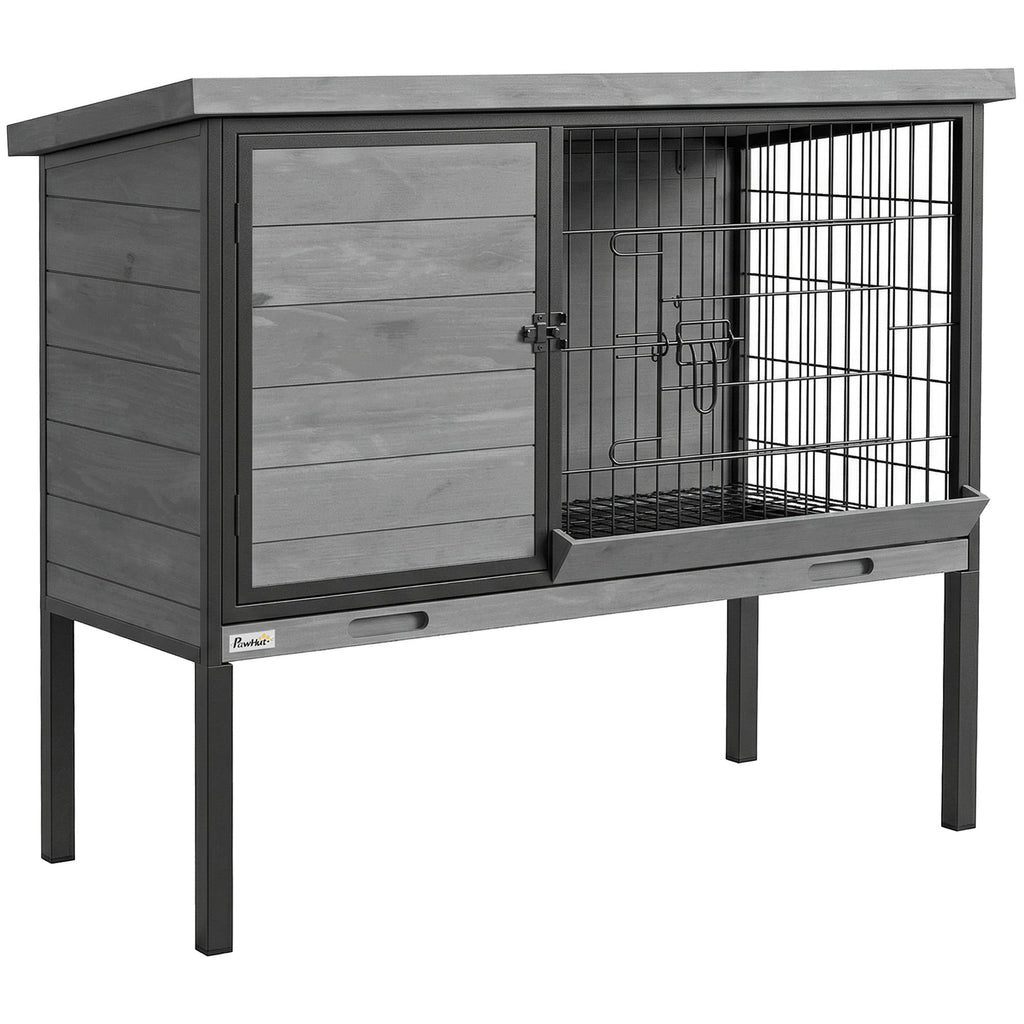 Secure & Easy-Clean Elevated Rabbit Hutch with Pull-Out Tray