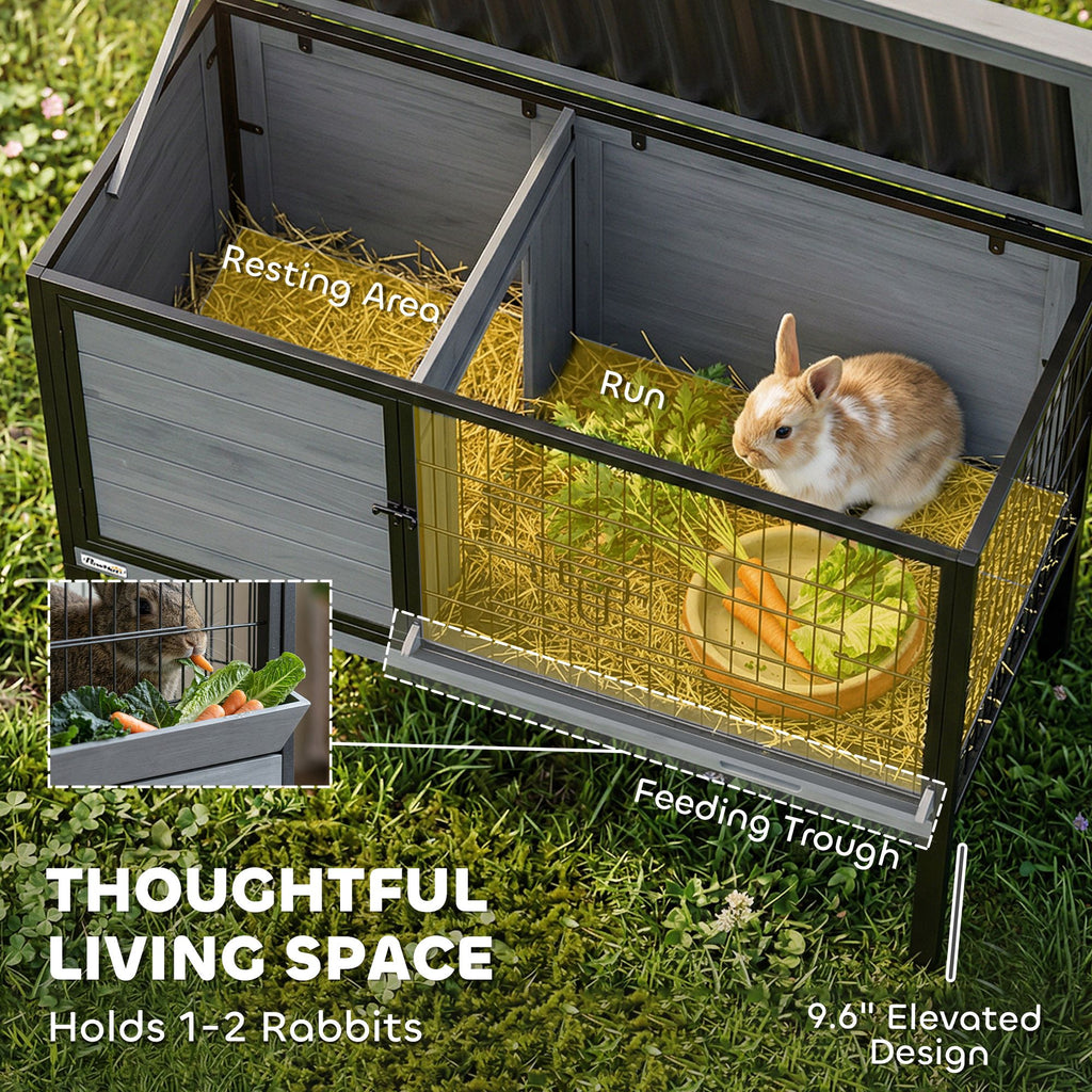 Secure & Easy-Clean Elevated Rabbit Hutch with Pull-Out Tray