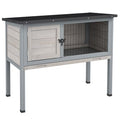 Elevated Rabbit Hutch with Hinged Asphalt Roof and Removable Tray