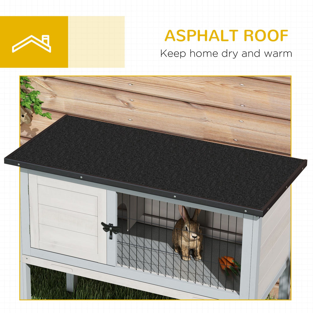 Elevated Rabbit Hutch with Hinged Asphalt Roof and Removable Tray