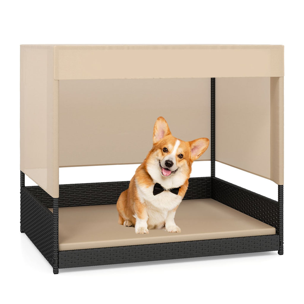 Elevated Wicker Dog House for Small to Medium Breeds