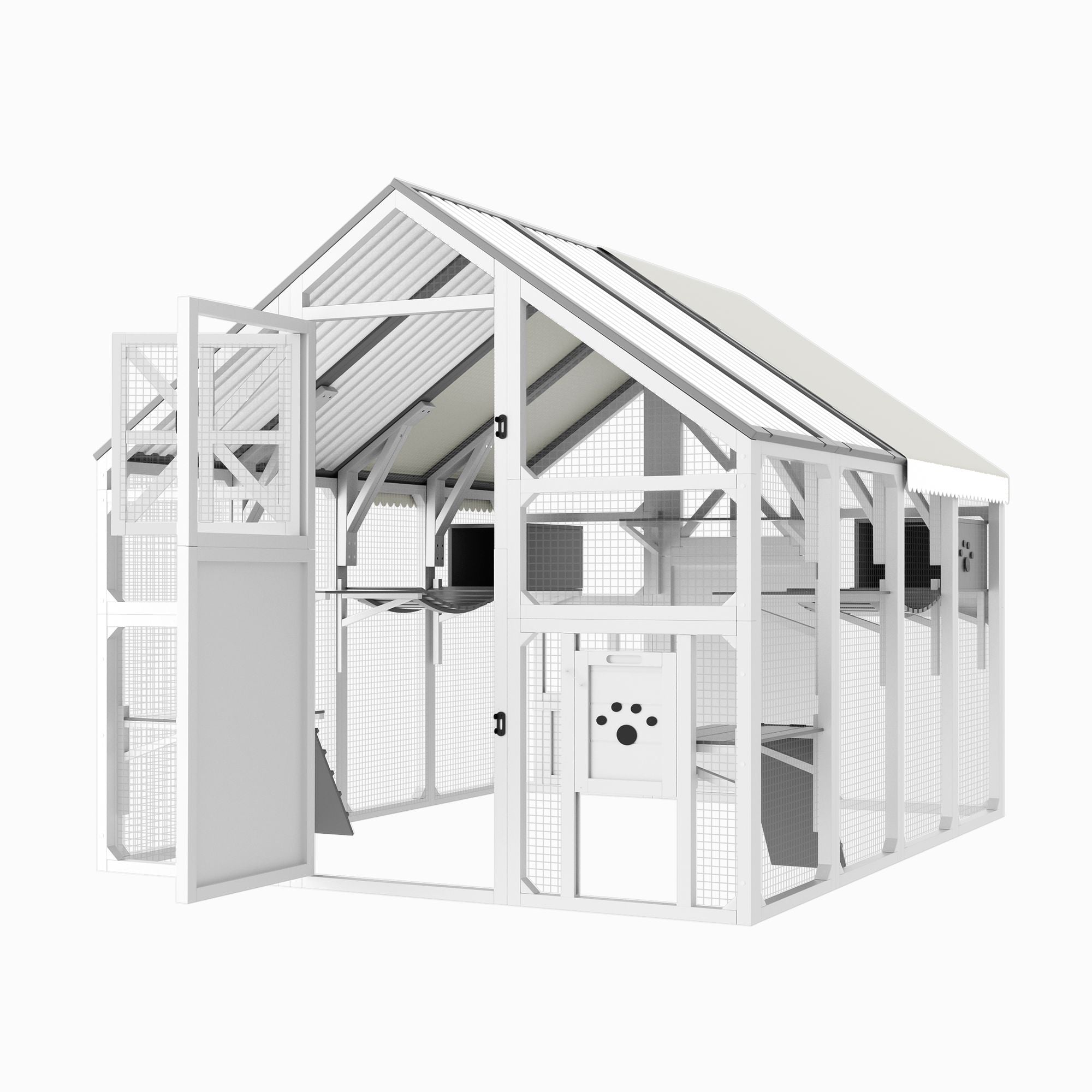 Extra Large Catio Outdoor Cat Enclosure with 7 Platforms and 2 Resting Boxes