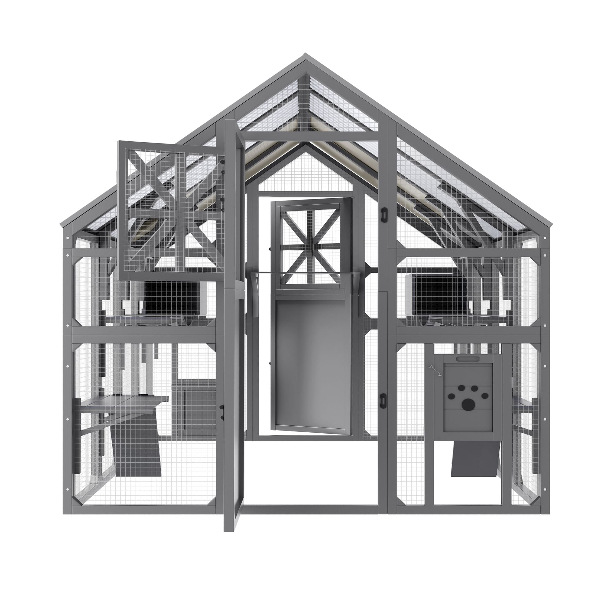 Extra Large Catio Outdoor Cat Enclosure with 7 Platforms and 2 Resting Boxes