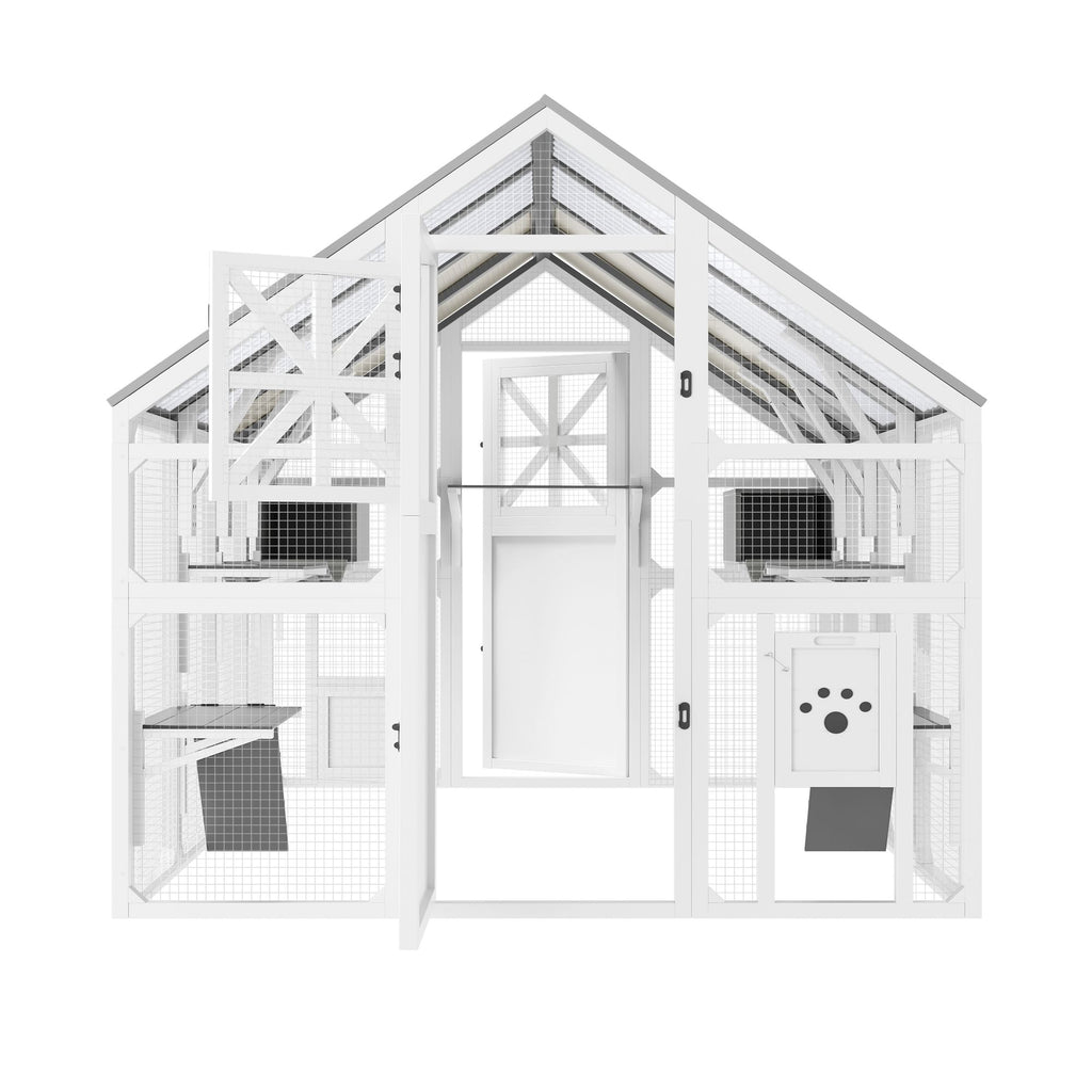 Extra Large Catio Outdoor Cat Enclosure with 7 Platforms and 2 Resting Boxes