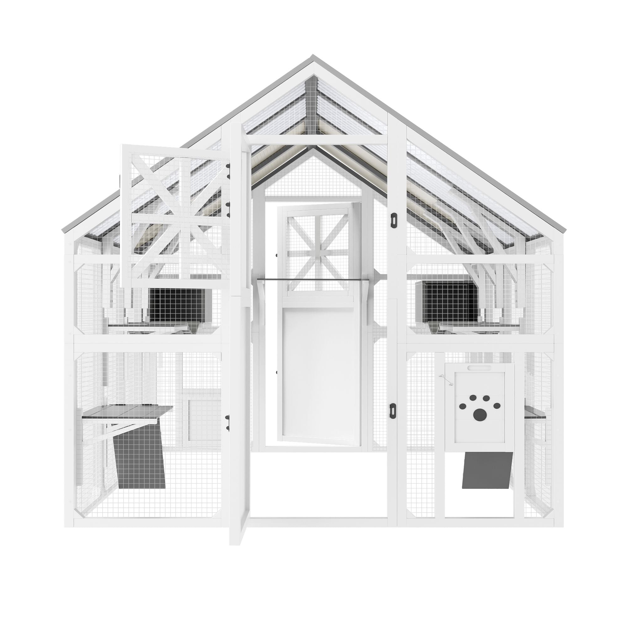 Extra Large Catio Outdoor Cat Enclosure with 7 Platforms and 2 Resting Boxes