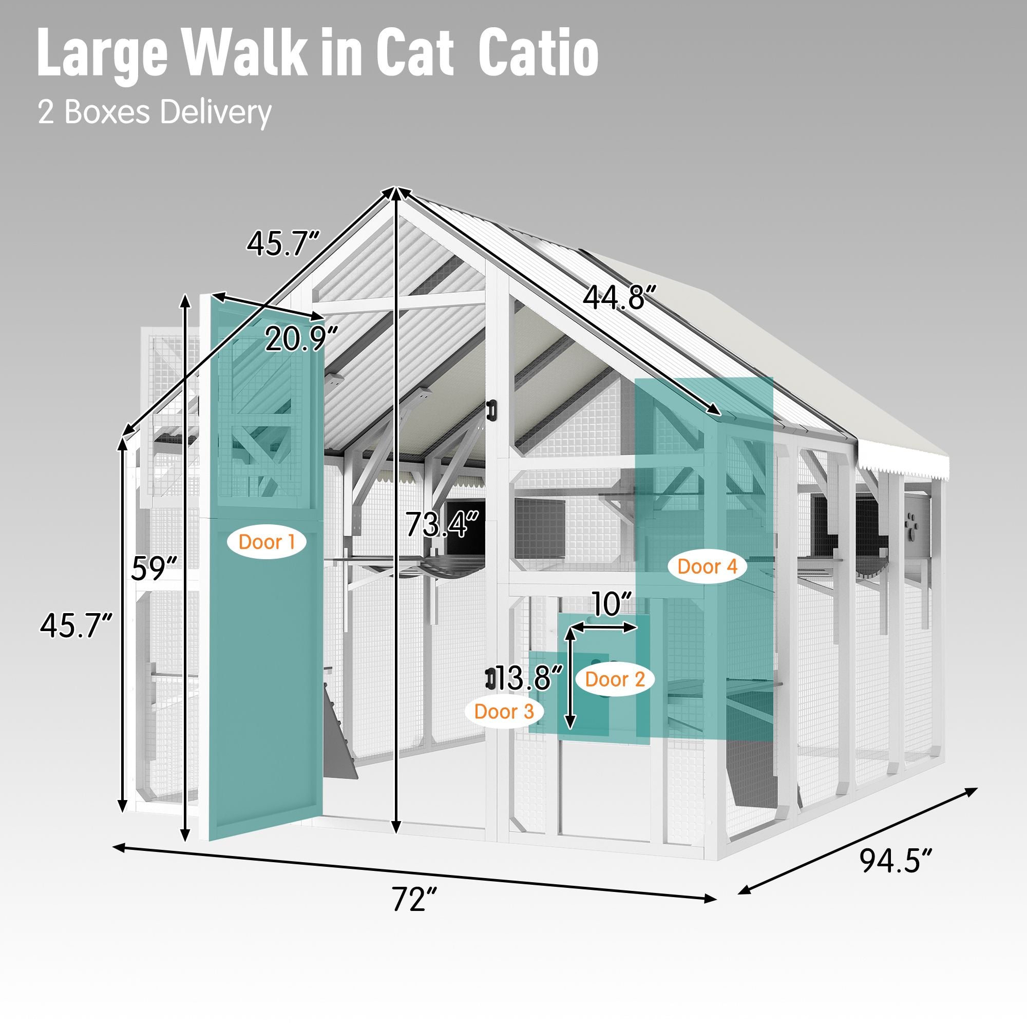 Extra Large Catio Outdoor Cat Enclosure with 7 Platforms and 2 Resting Boxes