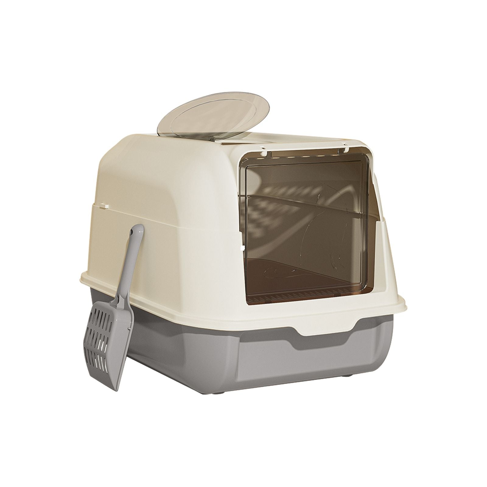 Extra Large Dual-Entry Cat Litter Box, Convertible Open/Enclosed