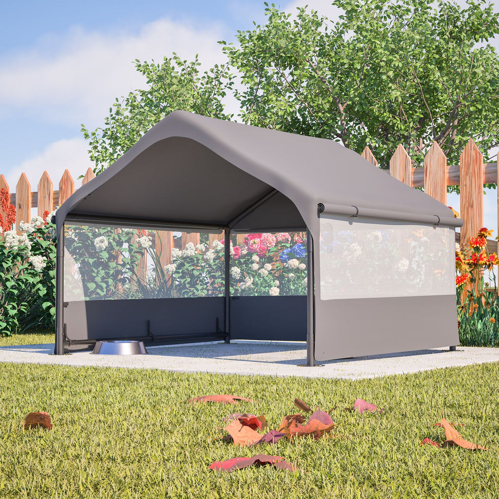 Extra Large Outdoor Dog House Tent with 3-Sided Mesh Windows, Breathable Sun Rain Cover Pet Shelter