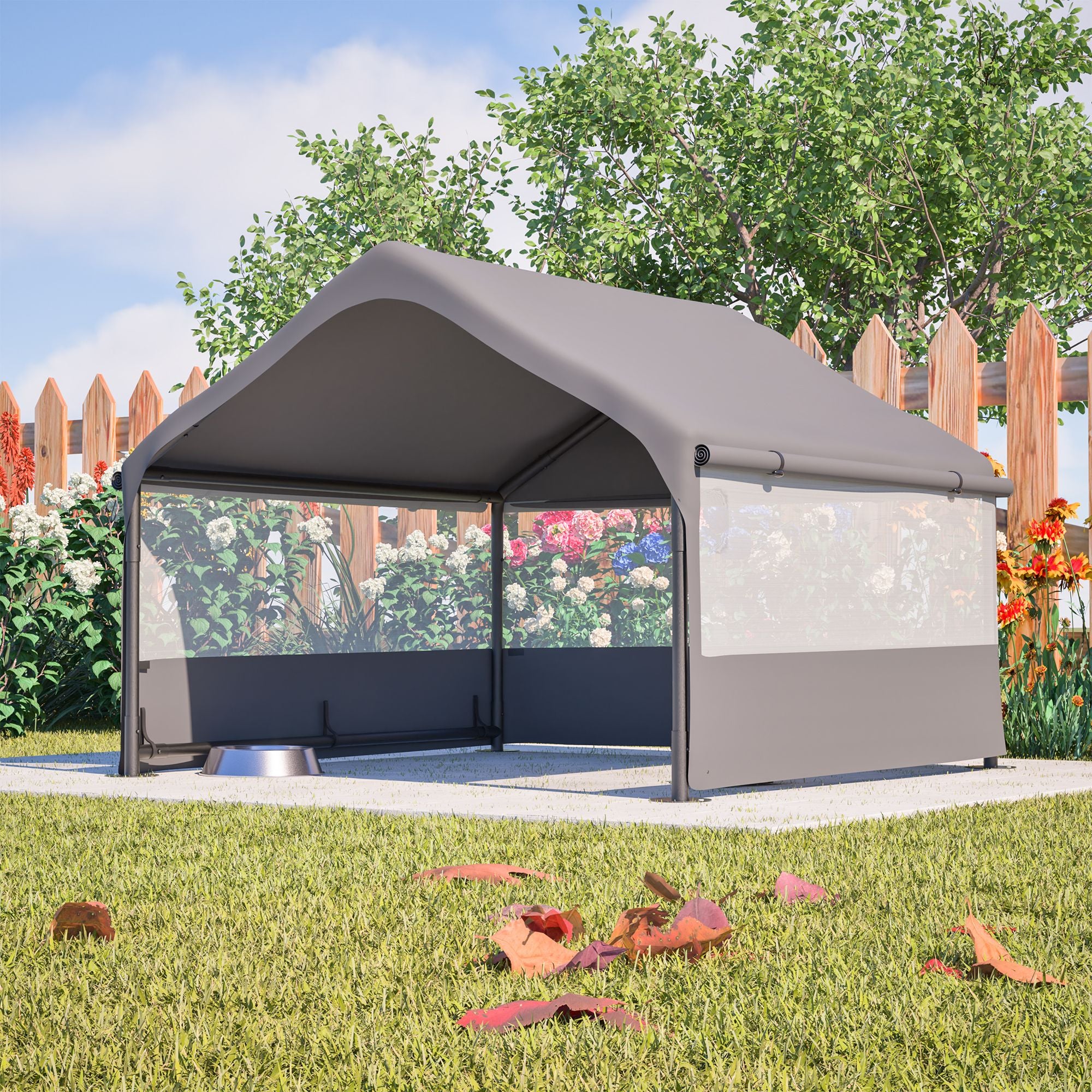Extra Large Outdoor Dog House Tent with 3-Sided Mesh Windows, Breathable Sun Rain Cover Pet Shelter