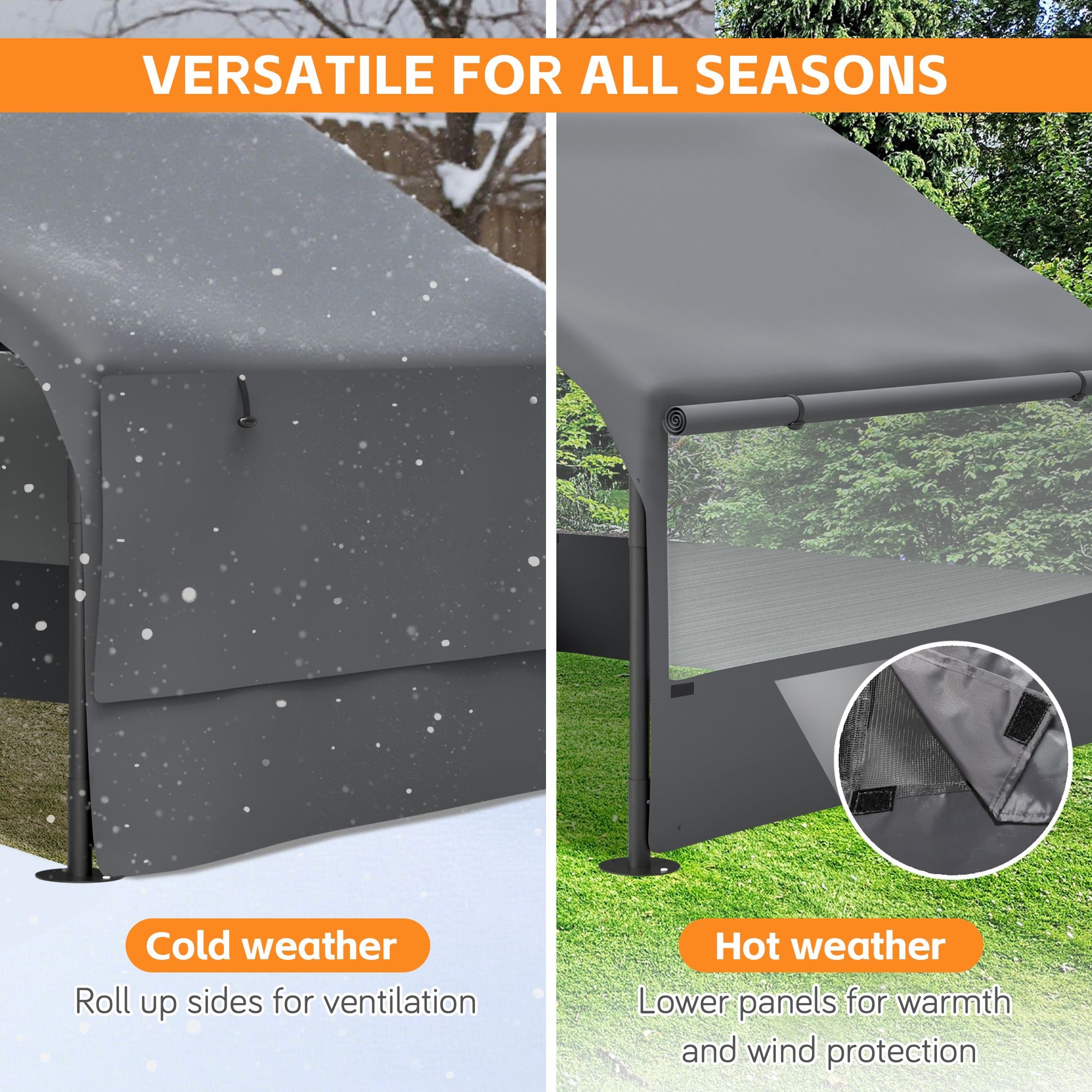 Extra Large Outdoor Dog House Tent with 3-Sided Mesh Windows, Breathable Sun Rain Cover Pet Shelter