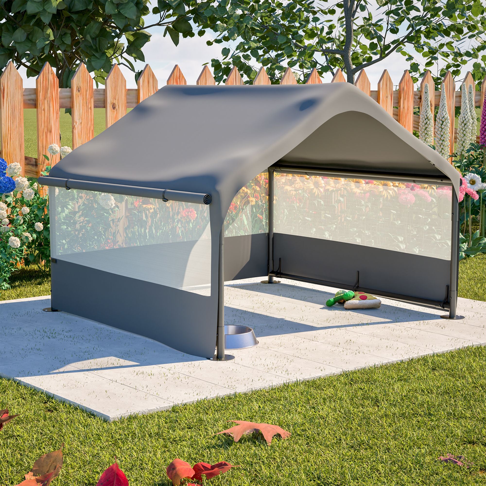 Extra Large Outdoor Dog House Tent with 3-Sided Mesh Windows, Breathable Sun Rain Cover Pet Shelter