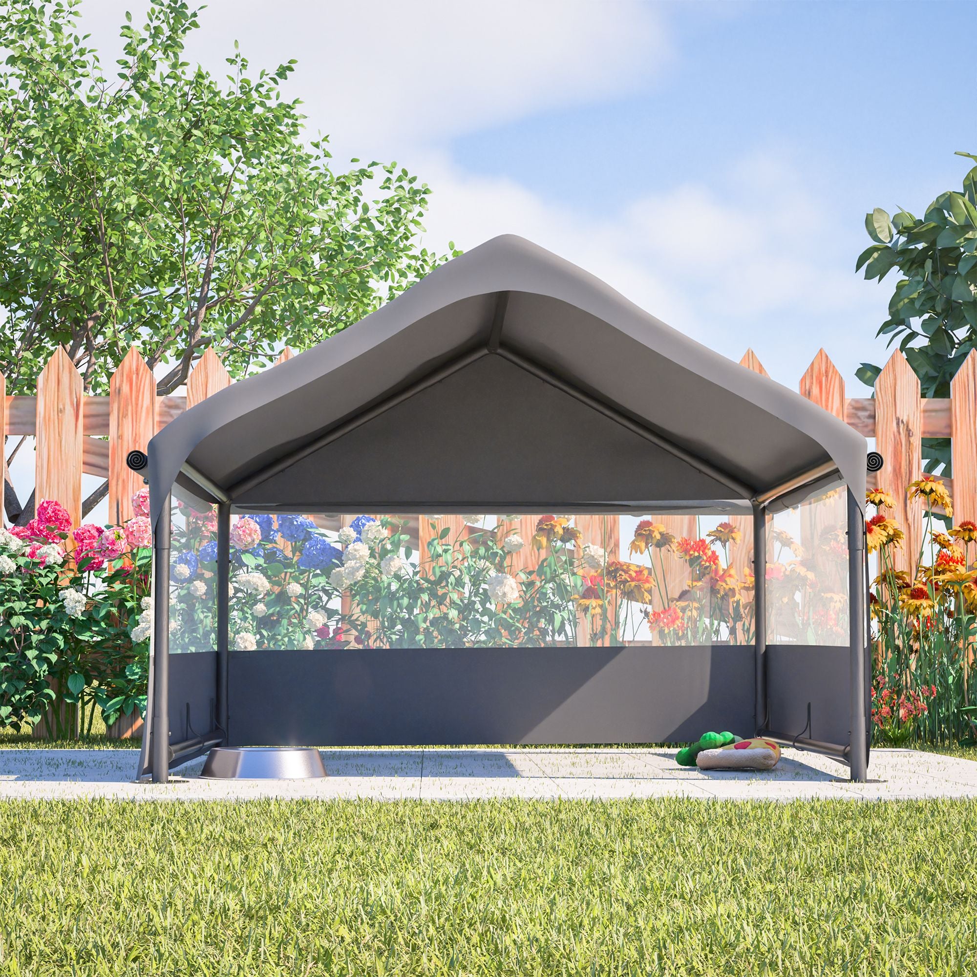 Extra Large Outdoor Dog House Tent with 3-Sided Mesh Windows, Breathable Sun Rain Cover Pet Shelter