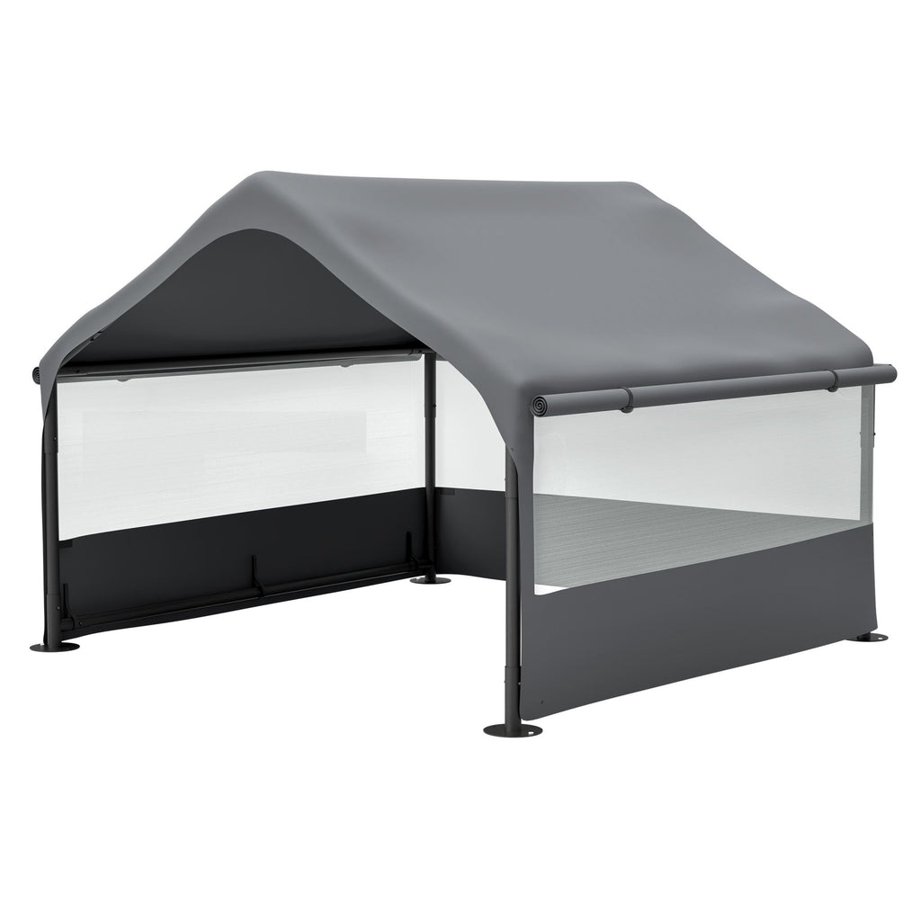 Extra Large Outdoor Dog House Tent with 3-Sided Mesh Windows, Breathable Sun Rain Cover Pet Shelter