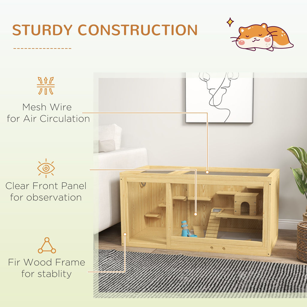 Extra Large Wooden Hamster Cage with Pull-out Tray, Seesaws, Ladder
