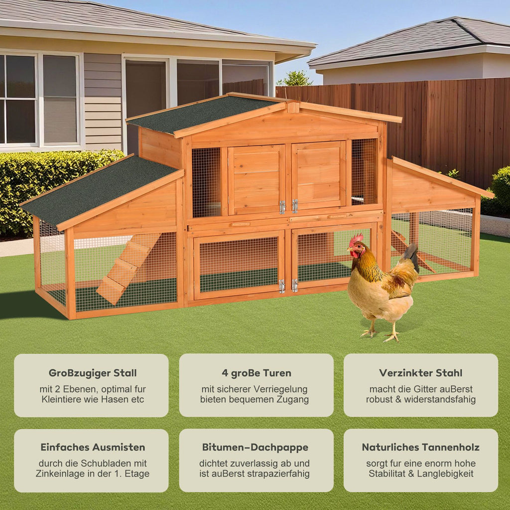 Extra-Large furniture-style Rabbit Hutch & Chicken Coop with water-ready Roof