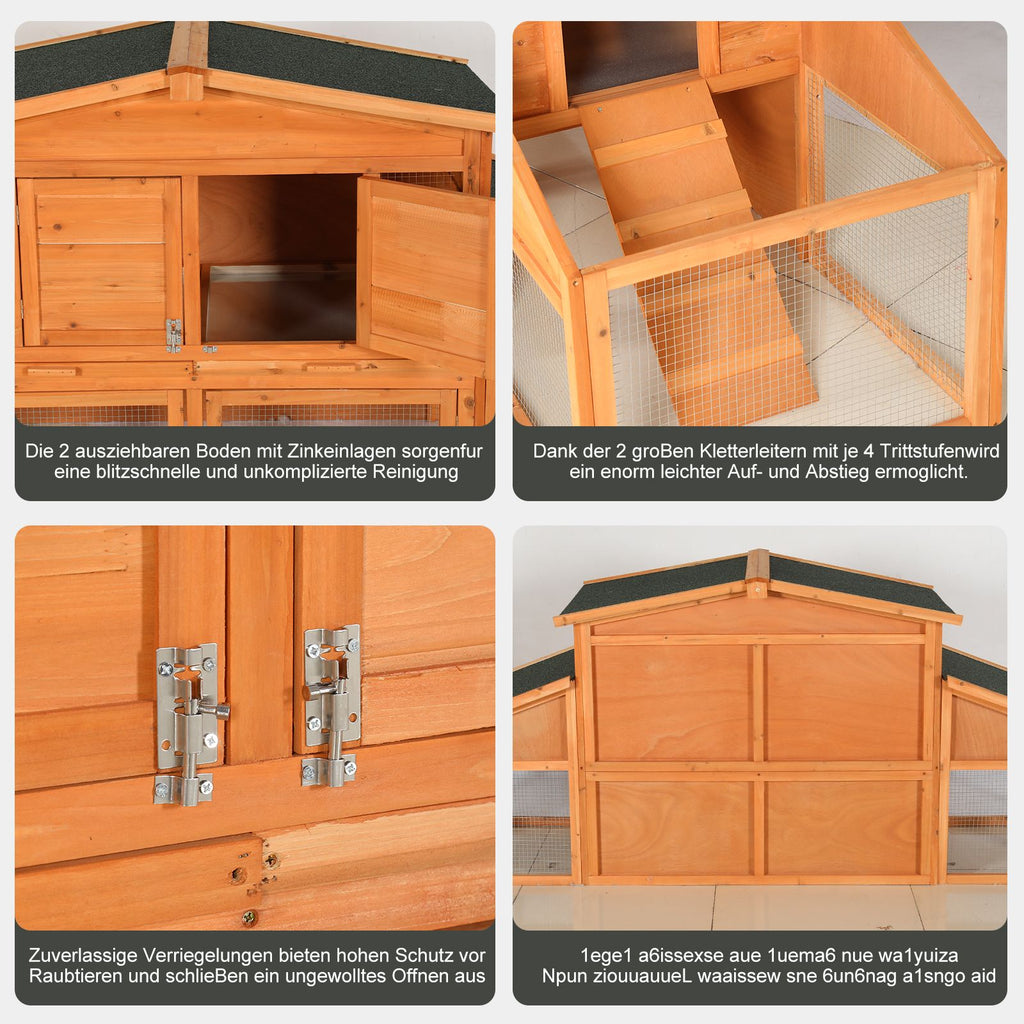 Extra-Large furniture-style Rabbit Hutch & Chicken Coop with water-ready Roof