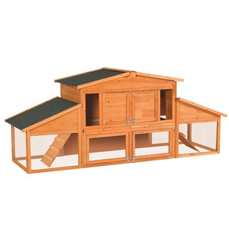 Extra-Large furniture-style Rabbit Hutch & Chicken Coop with water-ready Roof