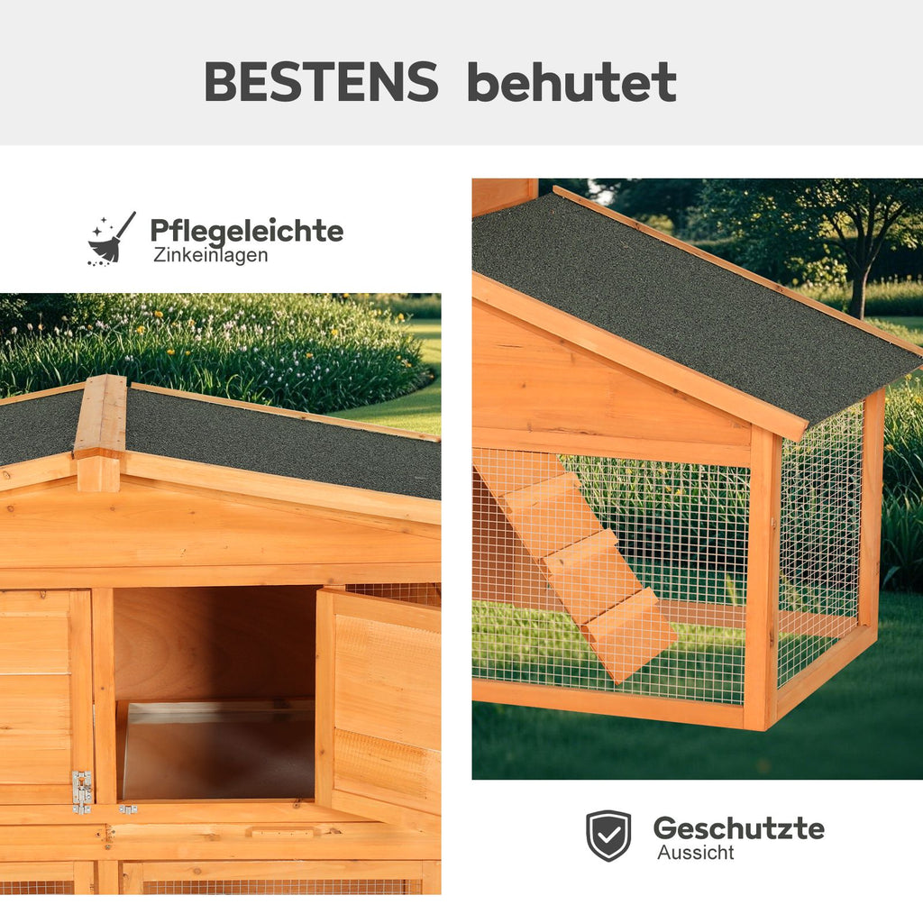 Extra-Large furniture-style Rabbit Hutch & Chicken Coop with water-ready Roof