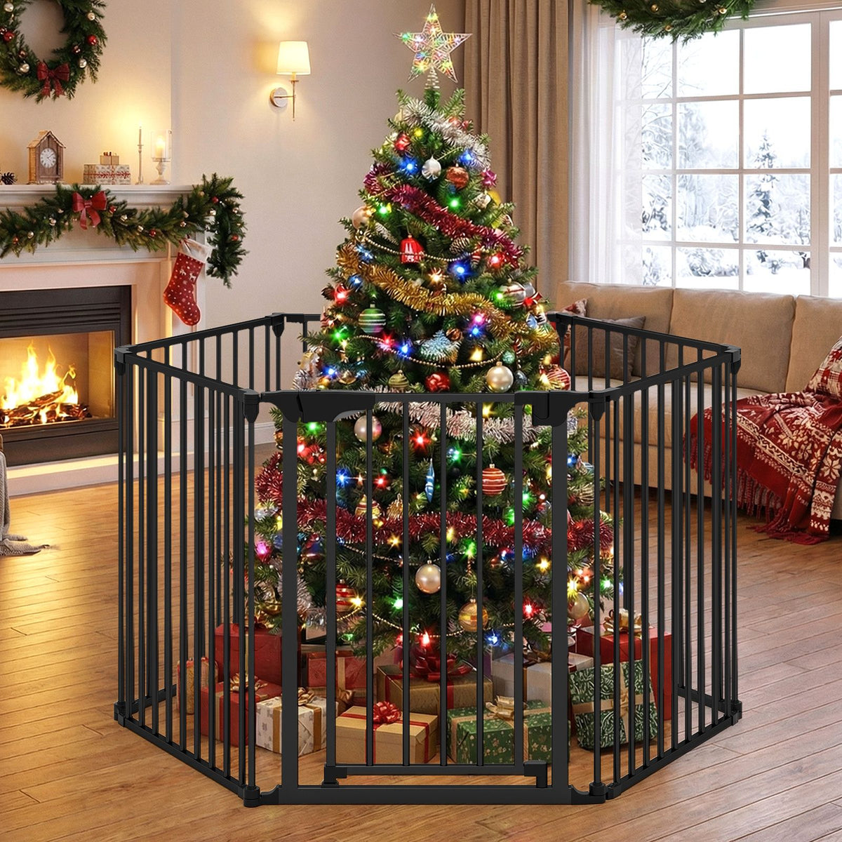 Expandable 6-Panel Pet Safety Gate with Secure Lock and Adjustable Fit