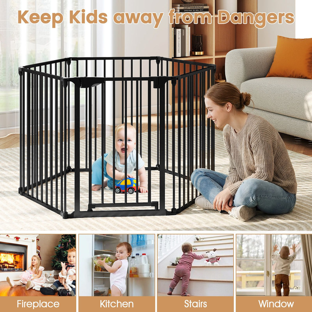 Expandable 6-Panel Pet Safety Gate with Secure Lock and Adjustable Fit