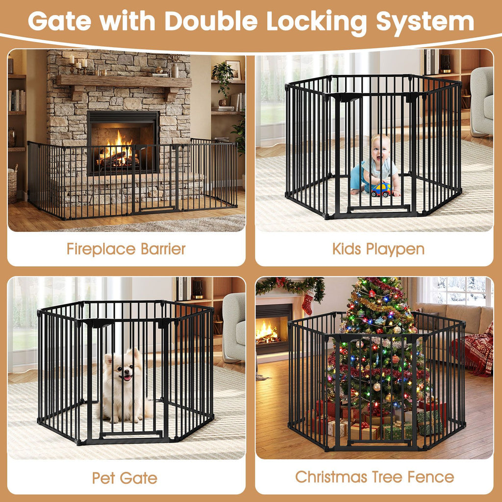 Expandable 6-Panel Pet Safety Gate with Secure Lock and Adjustable Fit