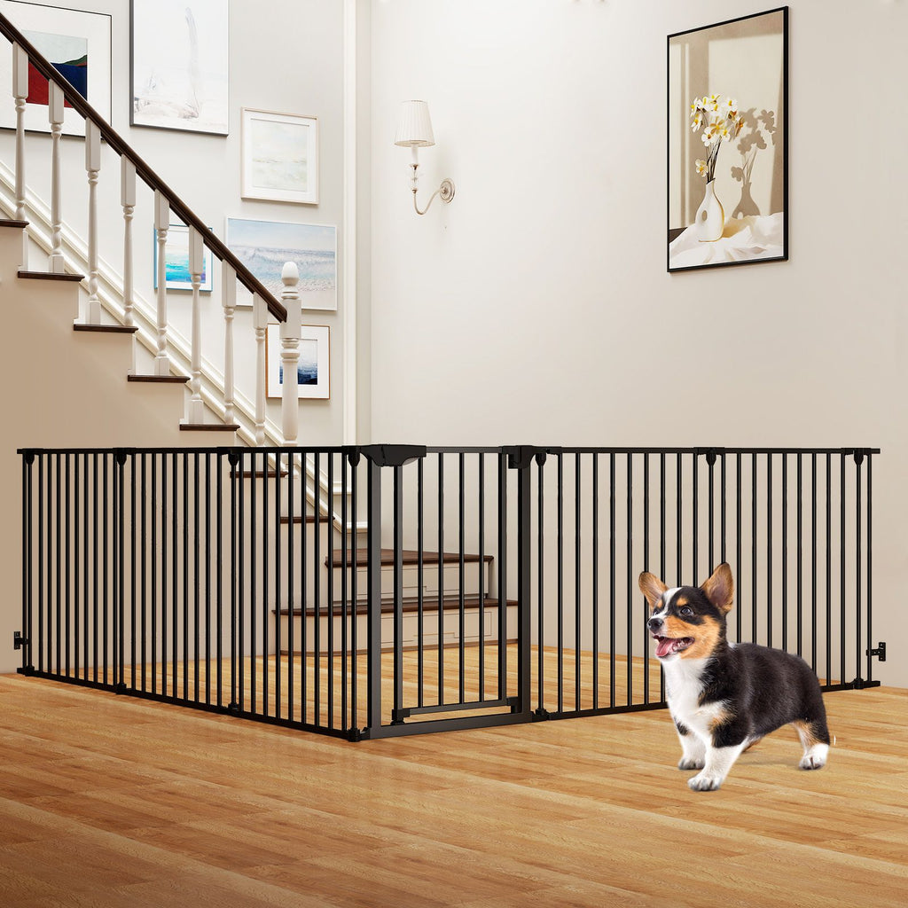 Expandable 6-Panel Pet Safety Gate with Secure Lock and Adjustable Fit