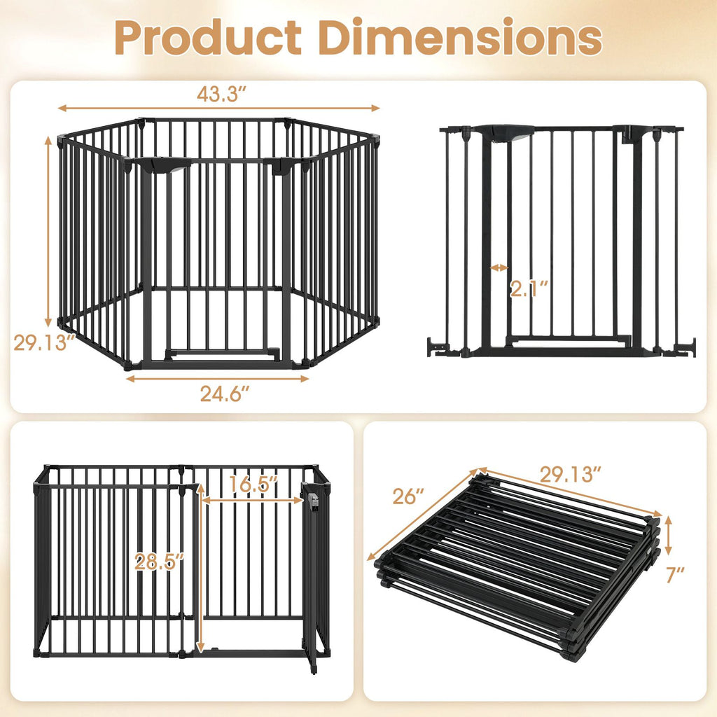 Expandable 6-Panel Pet Safety Gate with Secure Lock and Adjustable Fit