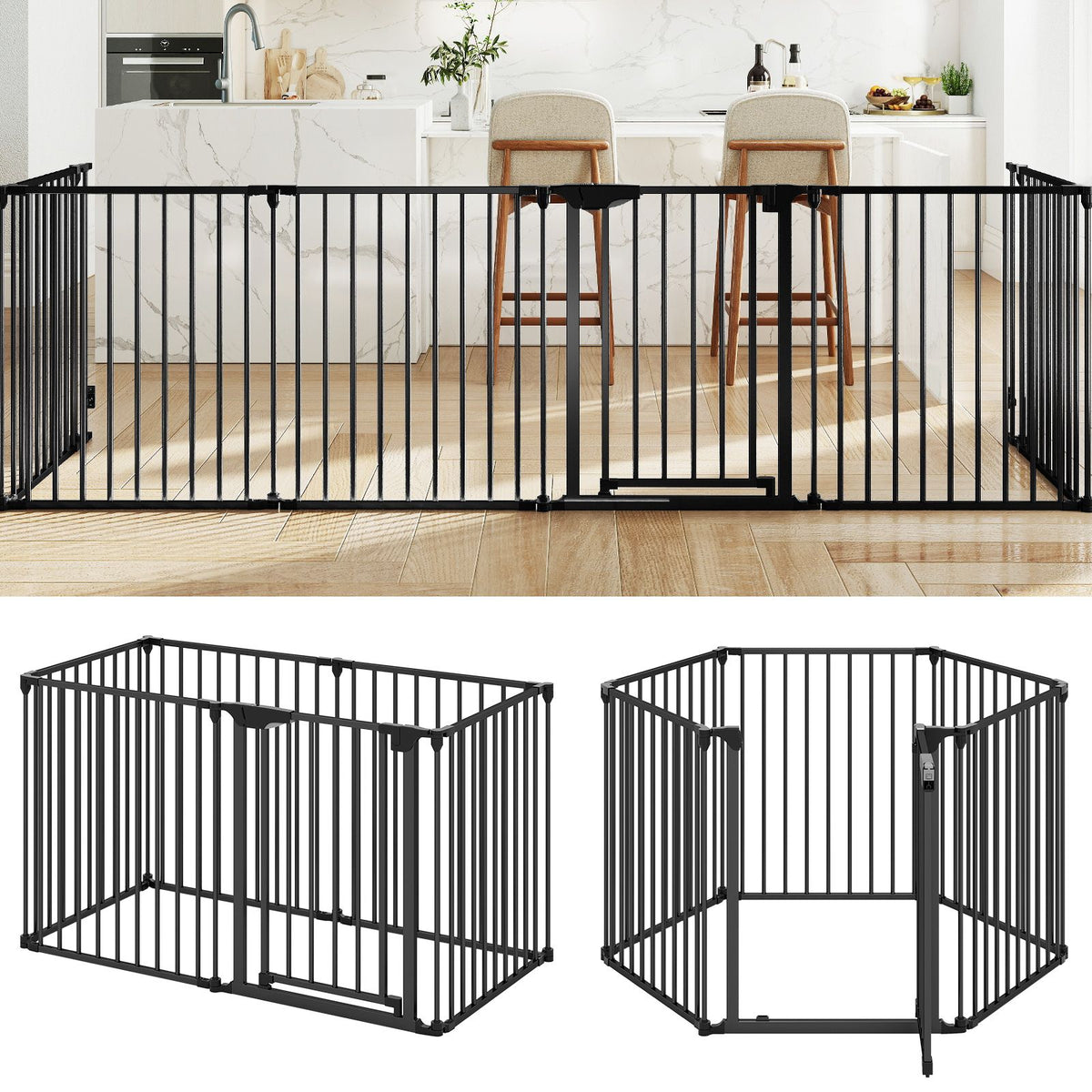 Expandable 6-Panel Pet Safety Gate with Secure Lock and Adjustable Fit