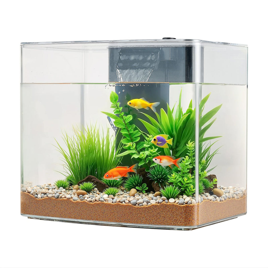 Fish Tank Aquarium, 3.5 Gallon Arch Ultra-Clear GPPS Starter Smart Tank Adjustable 3 Color Lighting, Self Cleaning System Fishbowl for Freshwater & Saltwater Fish Home, Office, or Pet Use