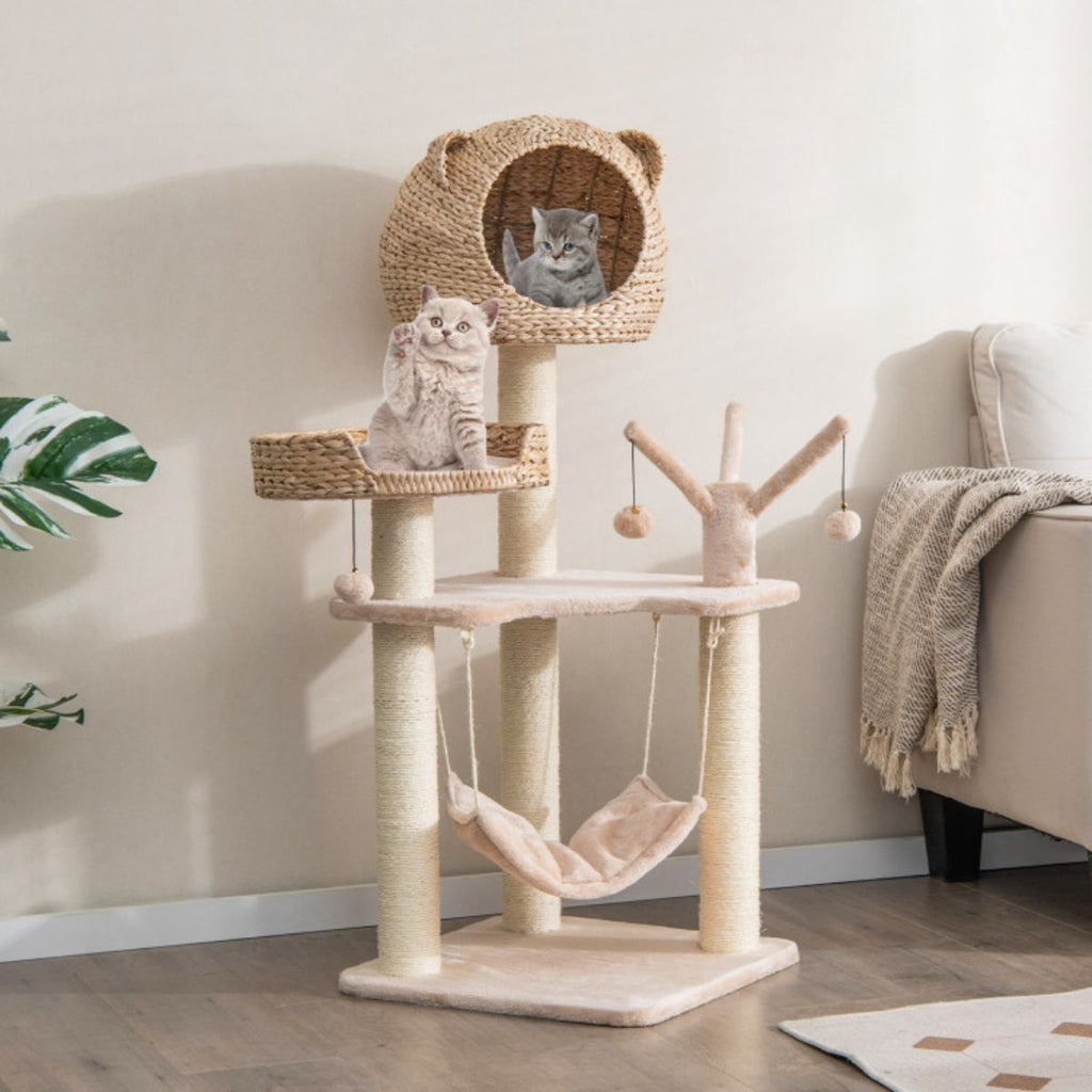 Five-Story Cat Tree with Hammock and Scratching Posts