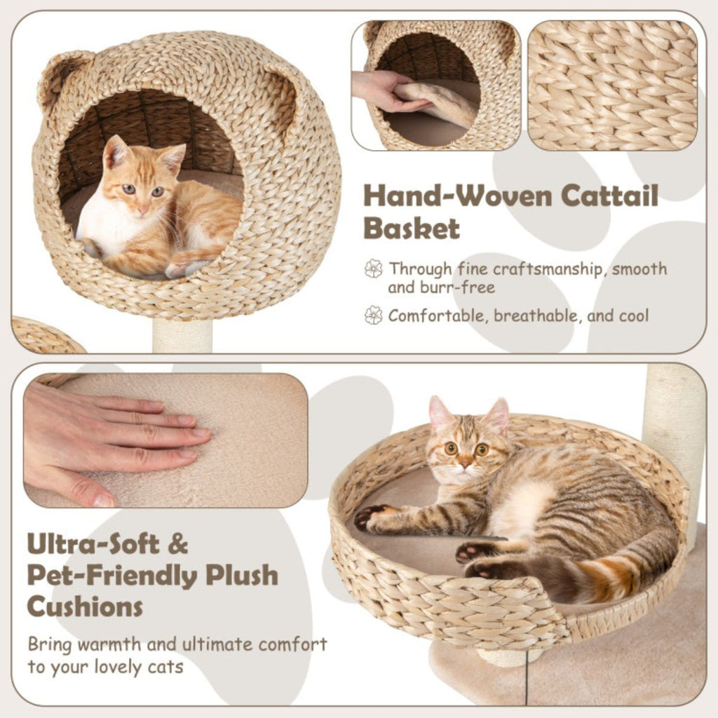 Five-Story Cat Tree with Hammock and Scratching Posts