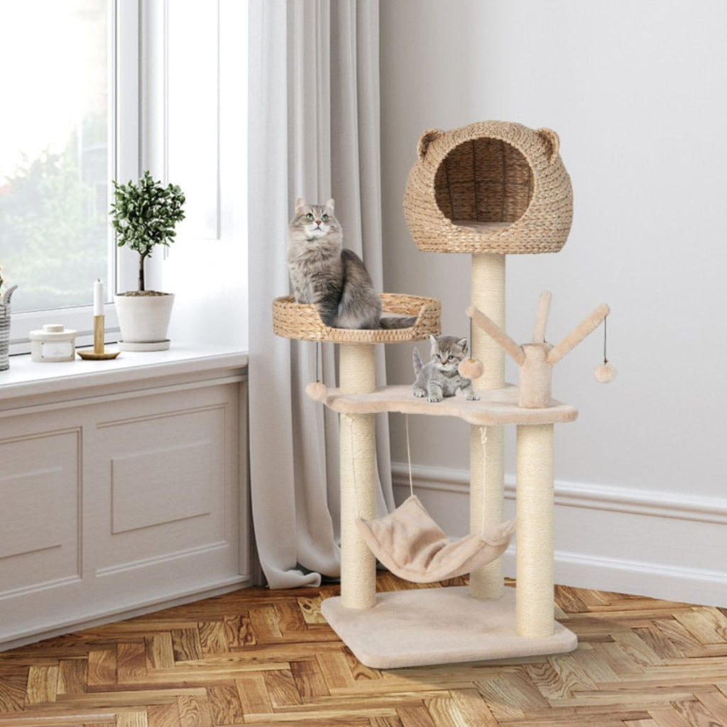 Five-Story Cat Tree with Hammock and Scratching Posts