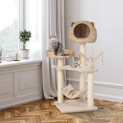Five-Story Cat Tree with Hammock and Scratching Posts