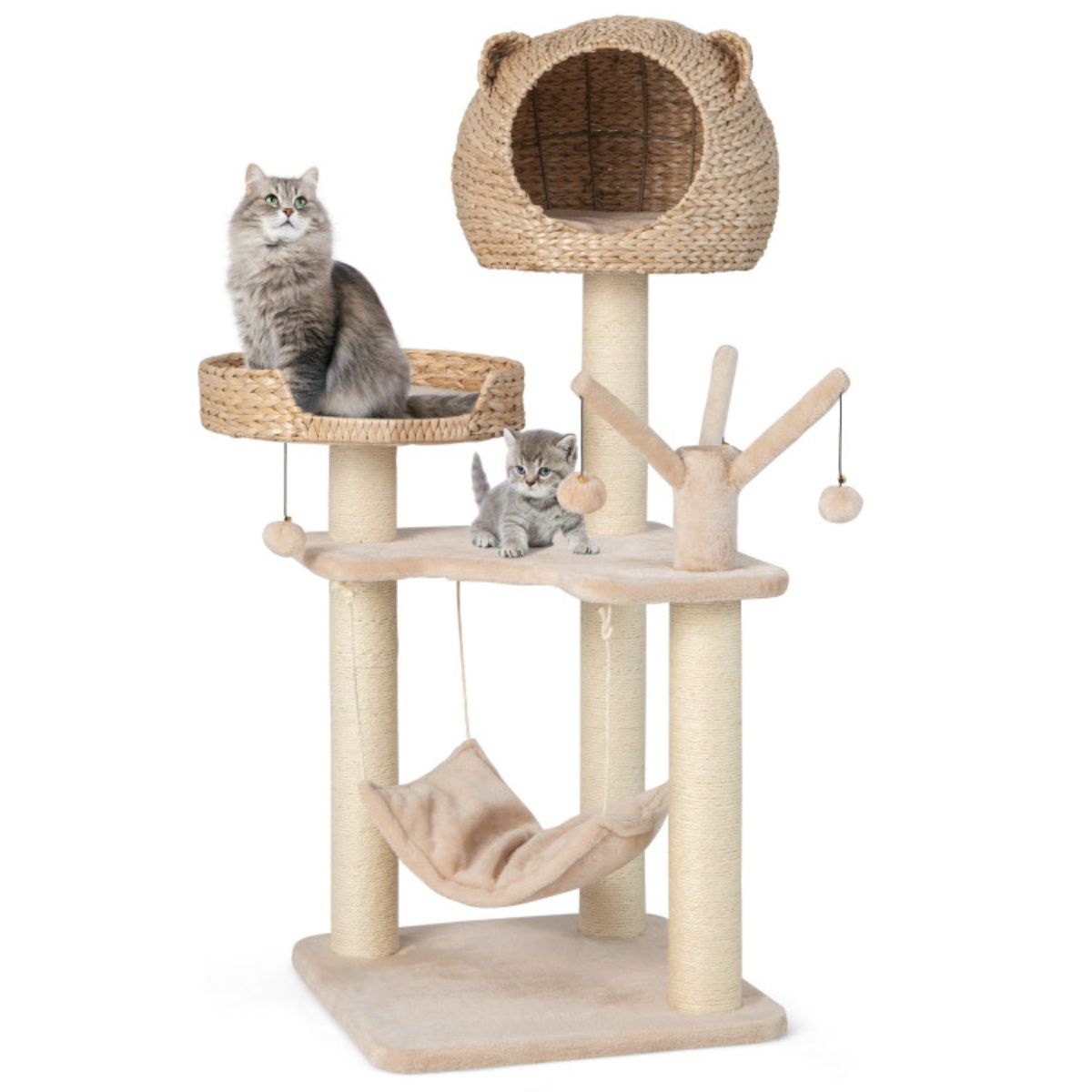 Five-Story Cat Tree with Hammock and Scratching Posts