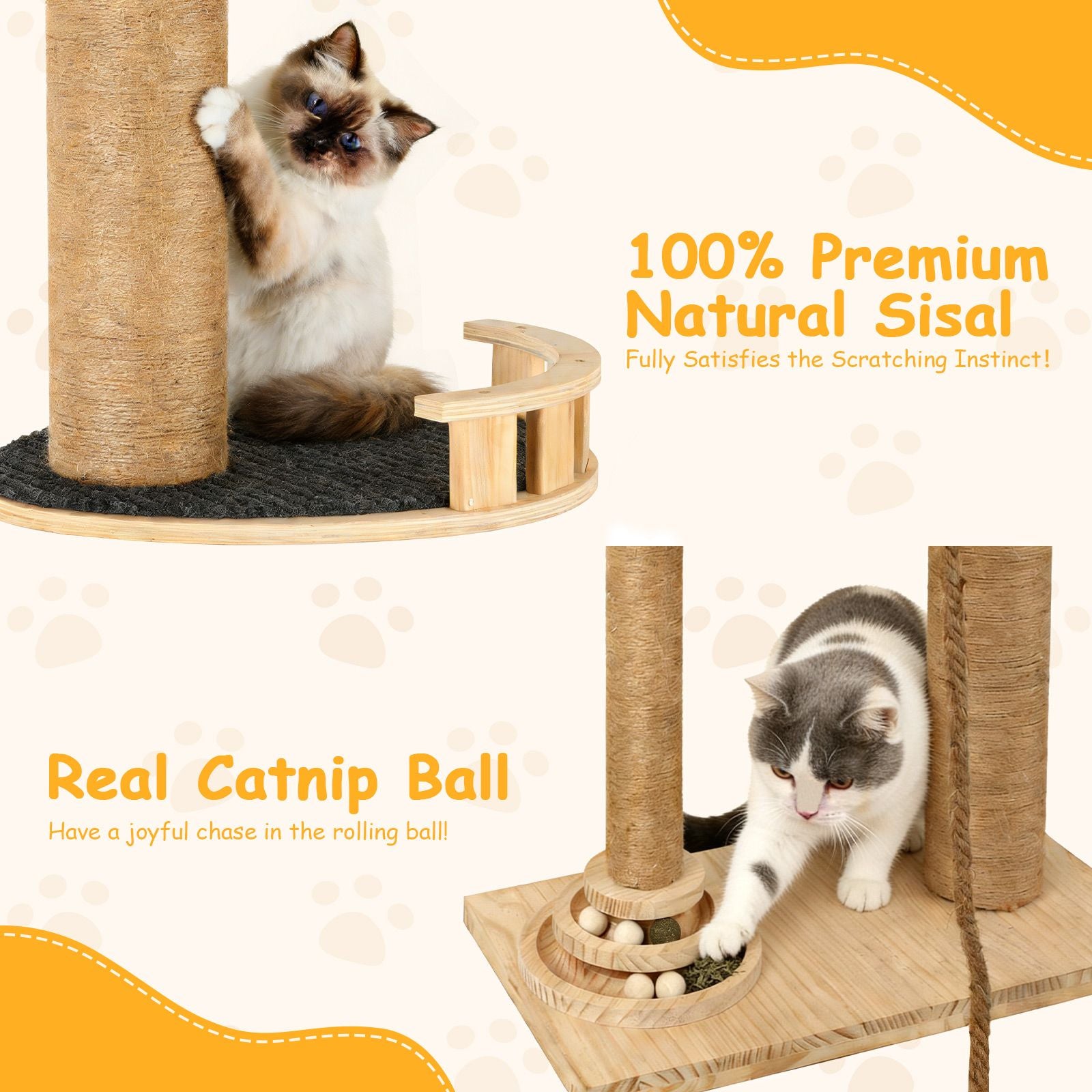 6-Level Floor-to-Ceiling Cat Tree with Transparent Capsule & Hammock
