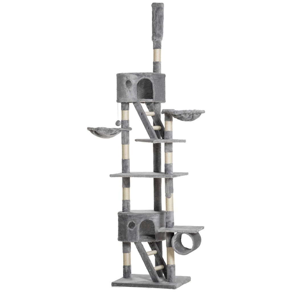 Floor to Ceiling Cat Tree with Scratching Posts, Condos & Hammocks