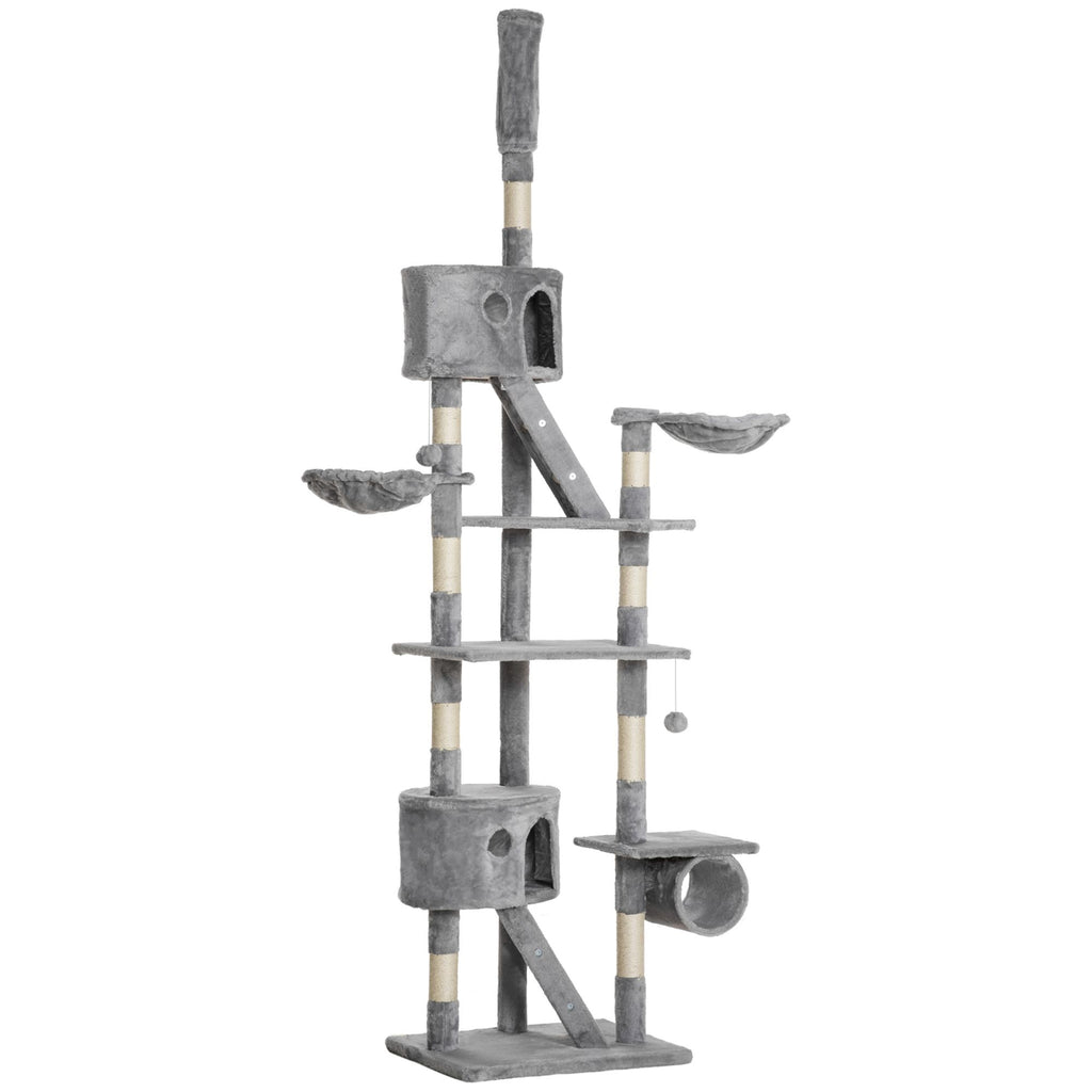 Floor to Ceiling Cat Tree with Scratching Posts, Condos & Hammocks