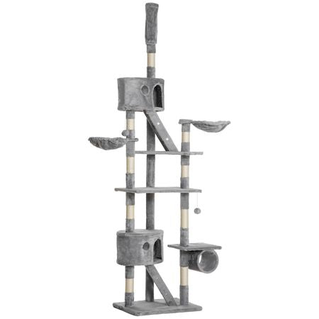 Floor to Ceiling Cat Tree with Scratching Posts, Condos & Hammocks