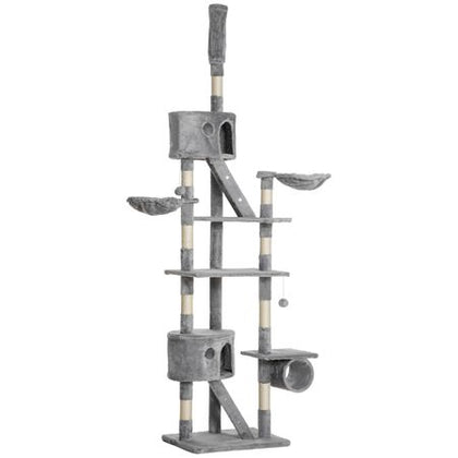 Floor to Ceiling Cat Tree with Scratching Posts, Condos & Hammocks