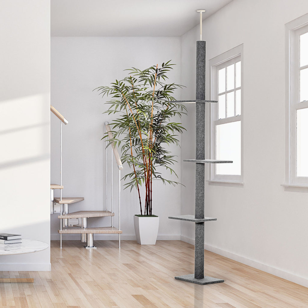 Tall Adjustable Cat Tree with Soft Covering and Jump Platforms